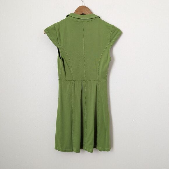 Urban Outfitters UO lime green cap sleeve zipper front v-neck Amal mini dress - Picture 5 of 6